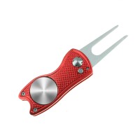 Customized Logo Aluminum  Golf Divot Tool foldable tool Golf Accessories with Exquisite Switch Buttons