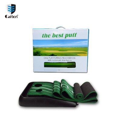 Factory hot sales non-slip indoor practice return ball track golf putting green mat golf training aid